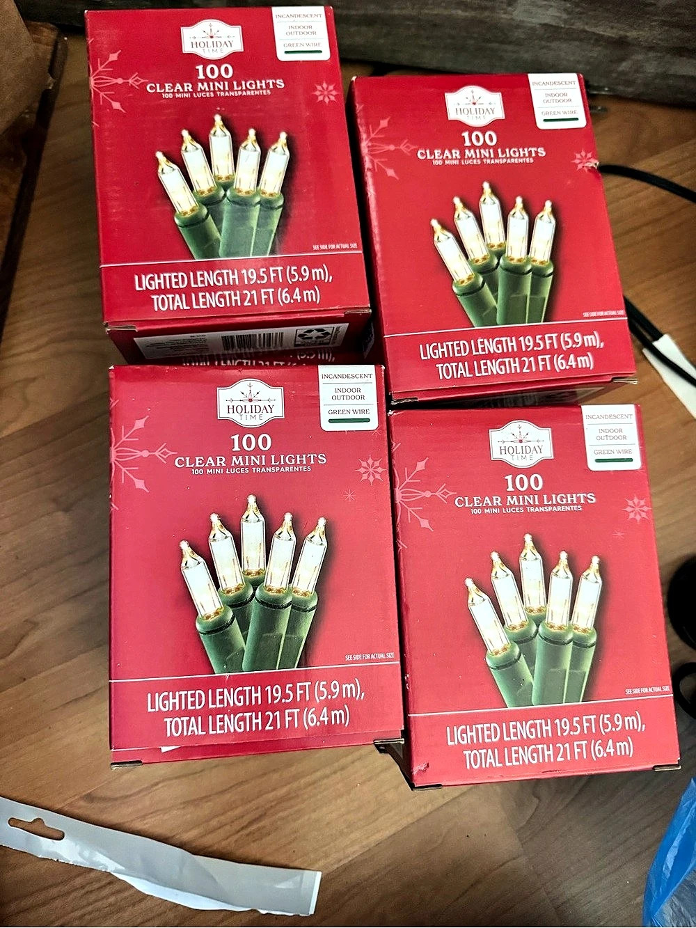 Holiday Time 100 Clear Mini Lights Clear Mini String Lights 4-Pack NWT